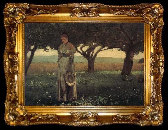 framed  Winslow Homer The girl in the orchard, ta009-2